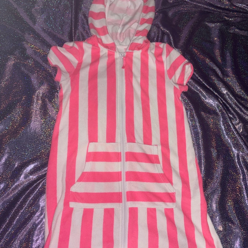 Terry Cloth Girls Swim Pink Cover Up